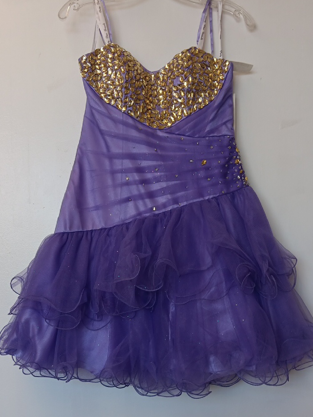 Vintage Partytime Lilac And Gold Party Dress - Sparkle Bandeau Bodice